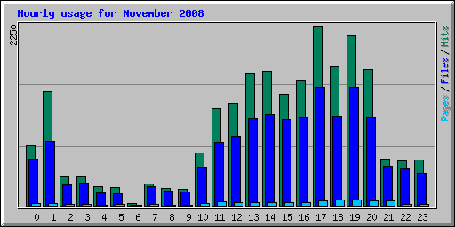 Hourly usage for November 2008