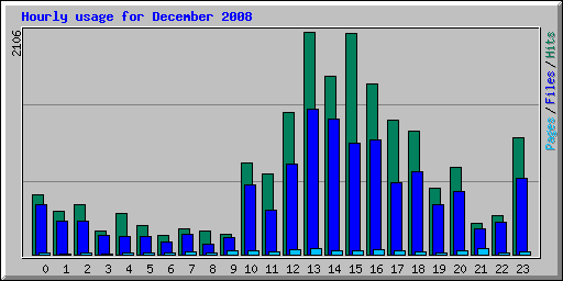 Hourly usage for December 2008